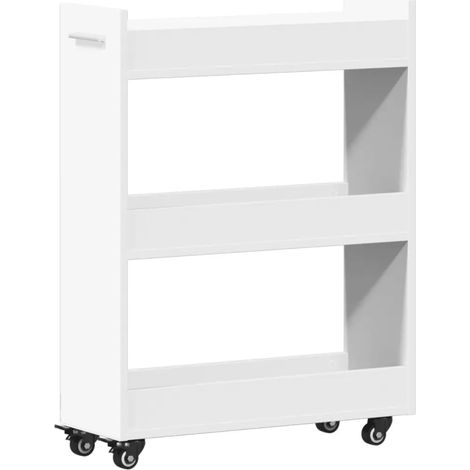 Armario clásico blanco con ruedas 60 x 22 x 79 cm con gran capacidad de almacenamiento fabricado en madera de ingeniería blanca 020049398 (1/5)