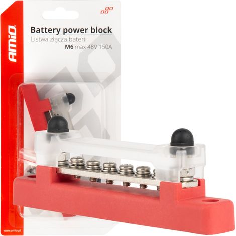 Barra di distribuzione terra più sbarra collettiva M6 12V - 48V 150A amio-03810 (1/3)