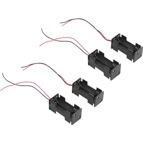 Stück schwarze 2-lagige 4 x 1,5V AAA Batteriehalter-Gehäusebox mit Kabelanschlüssen (1/5)