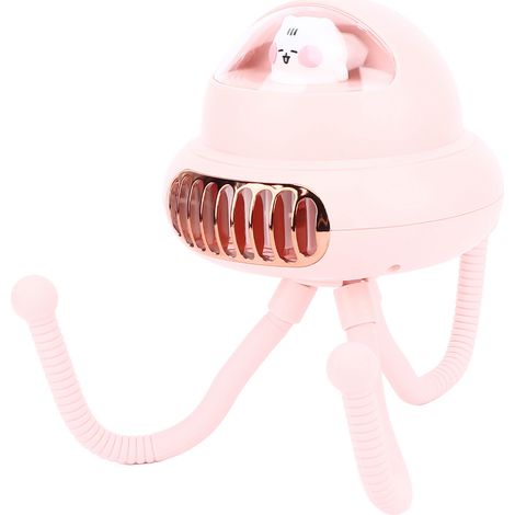 Ventilateur pour poussette pliable en forme de capsule spatiale, sans pales, multifonctionnel et portable, à 3 vitesses et silencieux, rose (1/5)