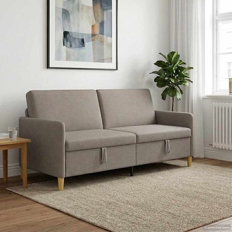 vidaXL Sofá con almacenamiento Topo 192 x 78 x 87 cm Poliéster (1/5)
