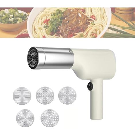 Pratica, portatile, automatica macchina per la pasta in acciaio inox, elettrica, per uso domestico, con 5 ciotole per la pasta. (1/5)