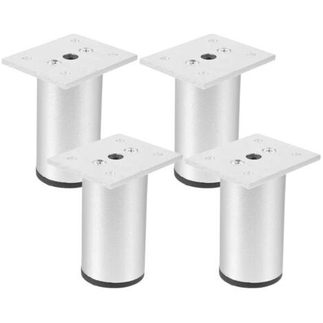 (Argent)4 Pieds de meuble mat, aluminium 100 mm, pieds de meuble TV, adaptés aux tables basses d'armoire, pieds de support de canapé de meuble (1/5)