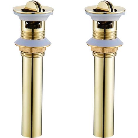 desagües de latón para fregadero, desagüe dorado con rebosadero, desagüe emergente (C) (1/4)