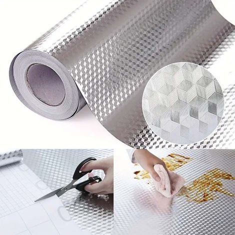 1 volume Rouleau épais aluminium ignifuge, étanche, anti-huile, idéal cuisine, crédences, tiroirs, facile à poser, nettoyage rapide, déco moderne