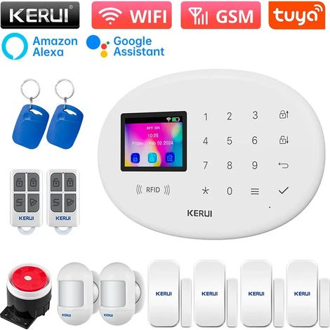 (Pack 3) Kit de sécurité pour maison intelligente, prend en charge les alarmes à double réseau WiFi et GSM et comprend un détecteur de mouvement infrarouge. (1/5)