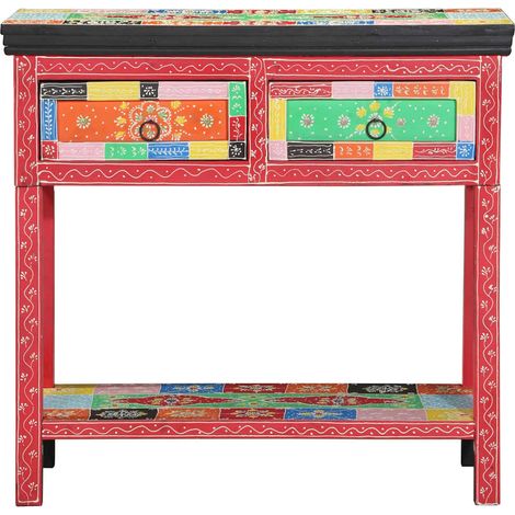 Table console，Table d'appoint，Bout de canapé，Meuble d'entrée avec tiroir Multicolore 80 x 35 x 76 cm