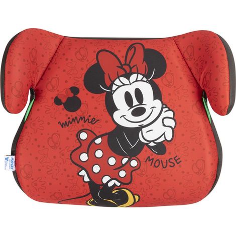 Disney Seggiolino Alzabimbo Minnie Mouse per la sicurezza delle bambine con altezza da 125 a 150 cm con grafiche di Topolina su fondo rosso, alzatina auto, rialzo, seduta per bambini (1/5)