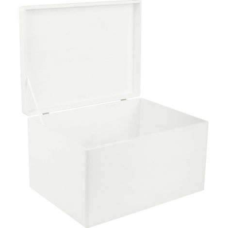 Scatola Portaoggetti Legno con Coperchio 40x30x24 cm - Bianco