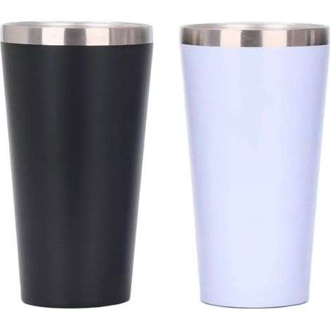 Reisebecher-Set Zwei 0 47-Liter-Reisebecher Spülmaschinenfest Stapelbar Wiederverwendbar BPA-frei Robuste Edelstahlkonstruktion Ideal für Camping 0,47 (1/5)