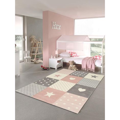 the carpet Monde Kids Moderner Weicher Kinderteppich, Weicher Flor, Pflegeleicht, Farbecht, Rosa, 080 x 150 cm (1/4)