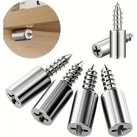Lot de 40 broches de support d'étagère en métal avec manchons antidérapants et vis autotaraudeuses pour cloison d'armoire, supports de panneau stratifié – Support de meubles durable – Ensemble de vis (1/5)