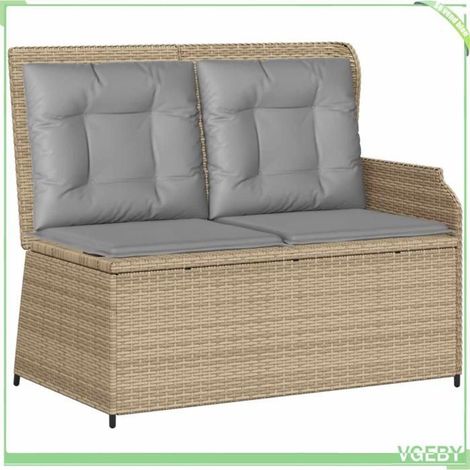 Banc de jardin inclinable - FAFEICY - 3394443 - Beige et gris - Polyrotin résistant - Coussin d'extérieur (1/5)