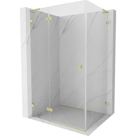 Mexen Lunar L cabine de douche pivotante gauche 70 x 90 cm, transparent, or brossé - 834L-070-090-55-00-L (1/3)