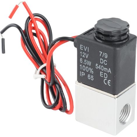 12V DC 1/4" G Pneumatique Électrovanne Aluminium Normalement fermé"NC", Solenoid Valve entraînement direct Air Eau 2 Voies (1/5)