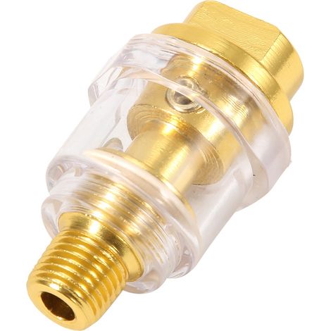Lubrificateur/remplisseur d'huile miniature en ligne de qualité professionnelle, filetage NPT 1/4 pouce, accessoire pour outil pneumatique en laiton doré (1/5)