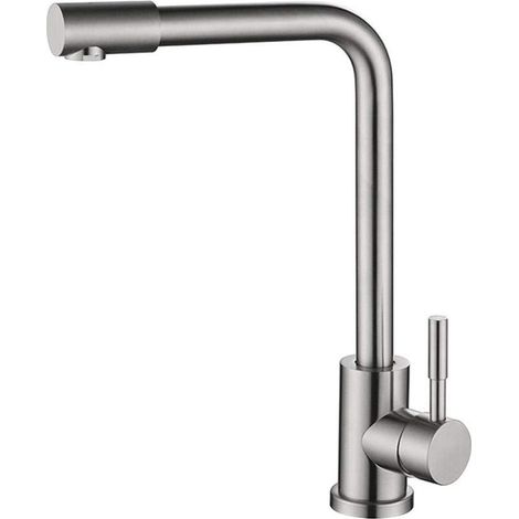 Robinet de cuisine 304 acier inoxydable évier de cuisine robinet mitigeur 7 Type mélangeur eau froide et chaude chromage rotatif (1/4)