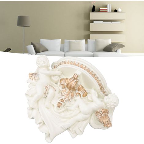 Étagère murale en résine Angel beige doré, rack décoratif européen élégant pour salon/chambre/cuisine avec 2 vis et 2 tubes d'expansion (1/5)