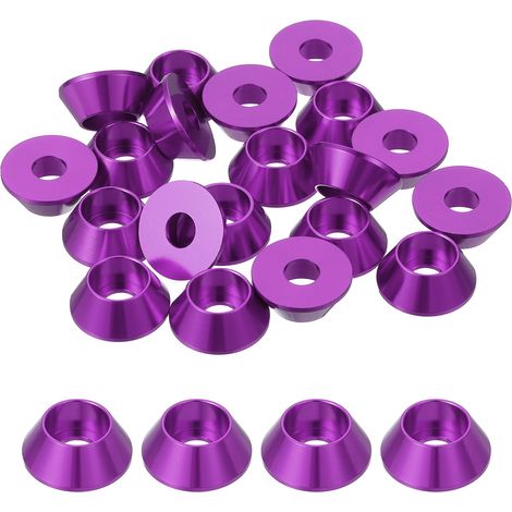 20 Pièces Rondelles à Tête Fraisée, Rondelles de Tasse M6 x 18 mm, Rondelle Fraisée, Rondelle Boulon En Aluminium Pour vis à tête, tige filetée, Accessoires Mécaniques, Violet (1/5)