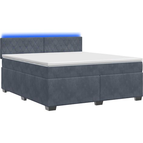 Maison Exclusive - Lit de box spring avec matelas et LED Gris foncé 140 x 190 cm (1/5)