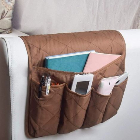 Organiseur De Chevet - Sac De Rangement Antidérapant Pour Canapé Chaise Accoudoir - 88 x 33 cm - Polyester - 1 Pièce (1/5)