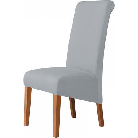 Housse de chaise à dossier haut - Gris fumé - Tissu en soie de lait - Élastique (1/5)