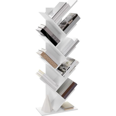 Bibliothèque Arbre, Bibliothèque sur Pied à 8 Niveaux, Étagère d’Angle Gain de Place, avec Étagères, pour Chambre, Salon, Bureau, Blanc Nuage LBC11WTV1- (1/5)