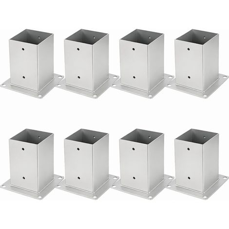Randaco Aufschraubhülse Pfostenträger 100x100 mm, 8er Set Pfostenschuh für Vierkant- & Holzpfosten, Bodenhülse für Zaun, Carport & Pergola