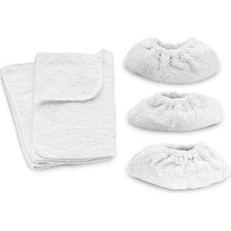 Kärcher Frottee-Tuchset – 2 Bodentücher & 3 Handdüsen-Überzüge aus Baumwolle für Classic & Comfort