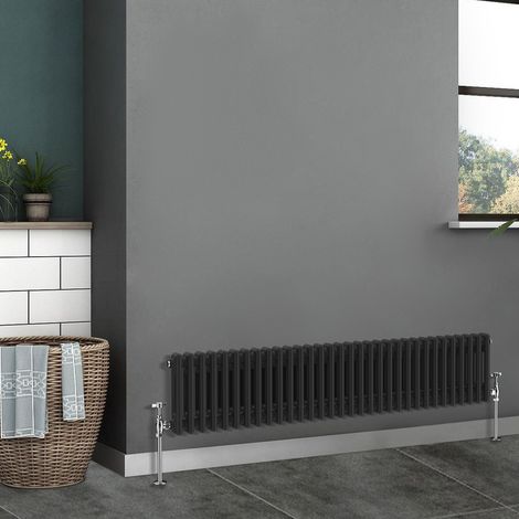 Traditional Radiator Cast Iron Style Radiator 2 Column Black 300x1460mm