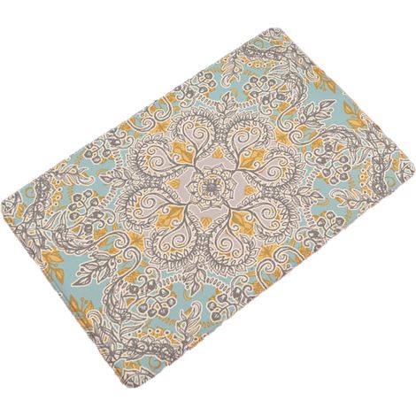 Fußmatte im Retro-Blumenmuster aus weichem Flanell, Küchenmatte, rutschfest, wasserabsorbierend, 40 x 60 cm (1) (1/5)