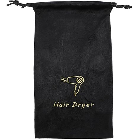 Paquet de Rangement pour Sèche-cheveux Noir en Lin Résistant Cordon, Paquet de Voyage Portable pour Transport Facile et Protection (1/4)