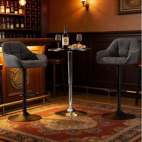 Set 2 sgabelli bar girevoli regolabili chenille OKMYHOME (1/5)