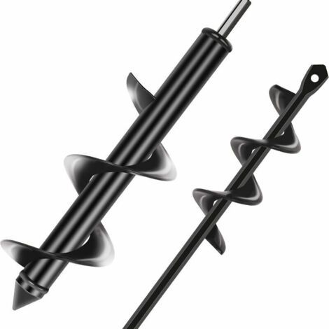 Forets de tarière de jardin de diamètre 80 mm et 40 mm, ensemble de 2 forets en spirale pour une plantation rapide de trous et la mise en place de fleurs, arbres et arbustes.