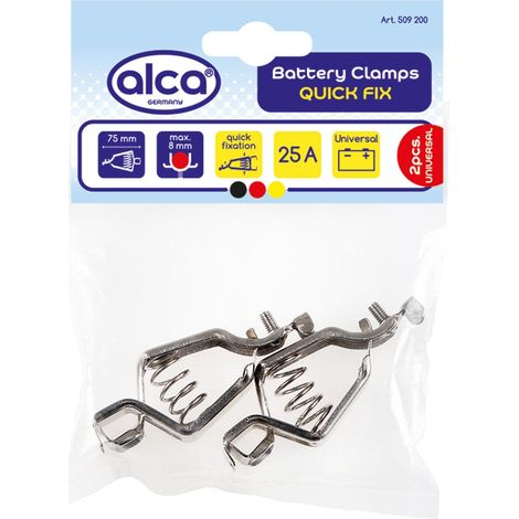 alca® Batterie-Klemmen Set 2 St. 25 A Battery Clamp Polklemmen Autobatterie 12 V Schnellverschluss PKW Transporter Boote Wohnmobile