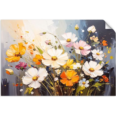 Selbstklebendes Poster – Wandsticker Bunte Wildblumen in der Natur 60x40 cm