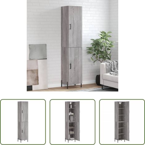 Holzwerkstoff - Highboard Grau Sonoma 34,5x34x180 cm Holzwerkstoff (1/5)