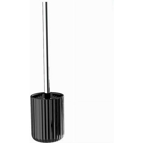 TRADE SHOP - Portascopino Arredo Da Bagno Wc Toilette Nero Rigato Con Scopino Completo 69749 - (1/2)