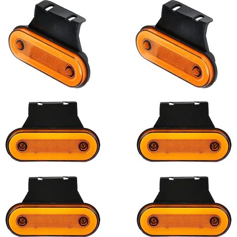 6pcs 12V/24V LED Marker Light with Bracket Trailer Light Side Marker Light Truck Reflector Tail Light Brake Light for Trailer Caravan Car