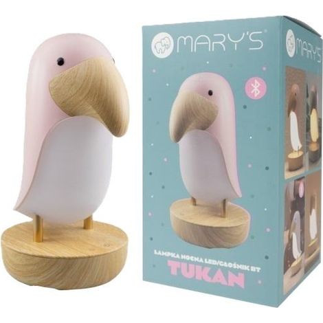 Lampada notturna a LED e altoparlante Bluetooth, tucano rosa