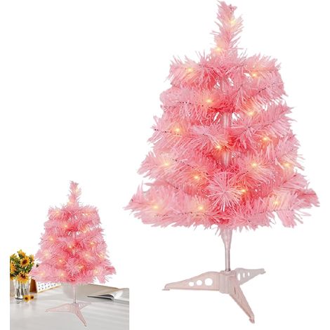 Petit Sapin de Noël Rose Lumière LED Artificielle pour Maison Et Fête Sapin rose artificiel Décoration intérieure, décoration de fête, pour Noël intérieur et extérieur, étagère, (1/5)