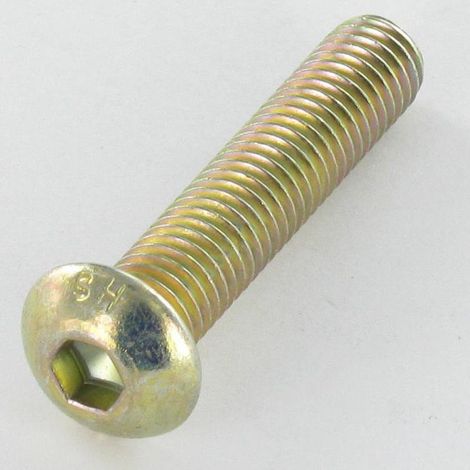 Vis métaux BHC (Tête Bombée Hexagonal creux) M5X12 Filetage total Classe 10.9 Clé de 3 HC3 Bichromaté-1 pièce (1/2)