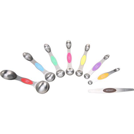 Set aus magnetischen, doppelseitigen Messlöffeln aus Edelstahl zum Backen, Würzen und als Küchenutensil (1/5)