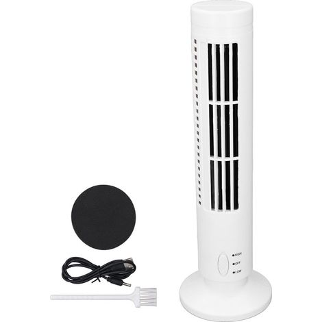 Ventilateur tour USB sans lame, 2 vitesses, silencieux, économie d'énergie, refroidissement Portable pour usage domestique et bureau, blanc (1/5)