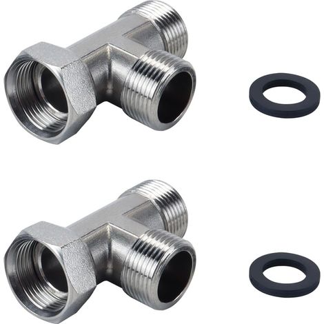Lot de 2 raccords en T flexibles et mobiles à 3 voies en acier inoxydable 304, 3,4 pouces, mâles, BSP, pour pulvérisateur, vanne coudée, robinet mural (1/5)