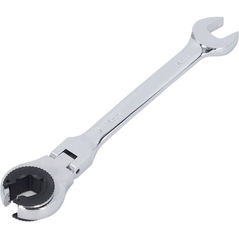 Clé à tuyauter 14 mm (7,5 pouces), à extrémité ouverte, à cliquet 72 dents, à tête flexible, pour conduites de carburant, de frein et de climatisation, angle réglable (1/5)