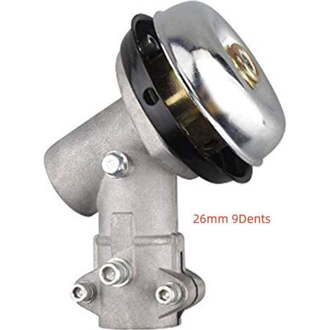Tête d'engrenage Debroussailleuse Universelle Boîte de Vitesse de Tondeuse à Gazon (26mm,9 Dents,Deux ports fixes) (1/3)