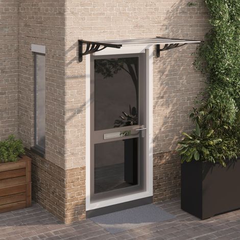 Auvent de porte Store extérieur Marquise Brise-soleil Noir et transparent 122x90 cm Polycarbonate XRYJX780363 (1/5)