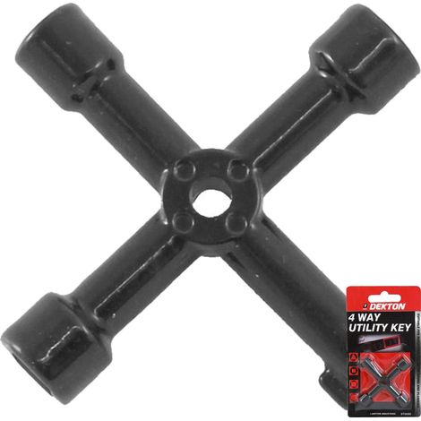 Dekton Utility Key Plumbing Radiator Bleed Gas Electric Meter Stop Cock 4 Way (1/5)