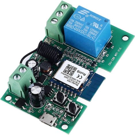 WLAN-Relaismodul 2200 W, 2,4 GHz Bluetooth, Fernbedienung per Smartphone-App, 7–32 V USB